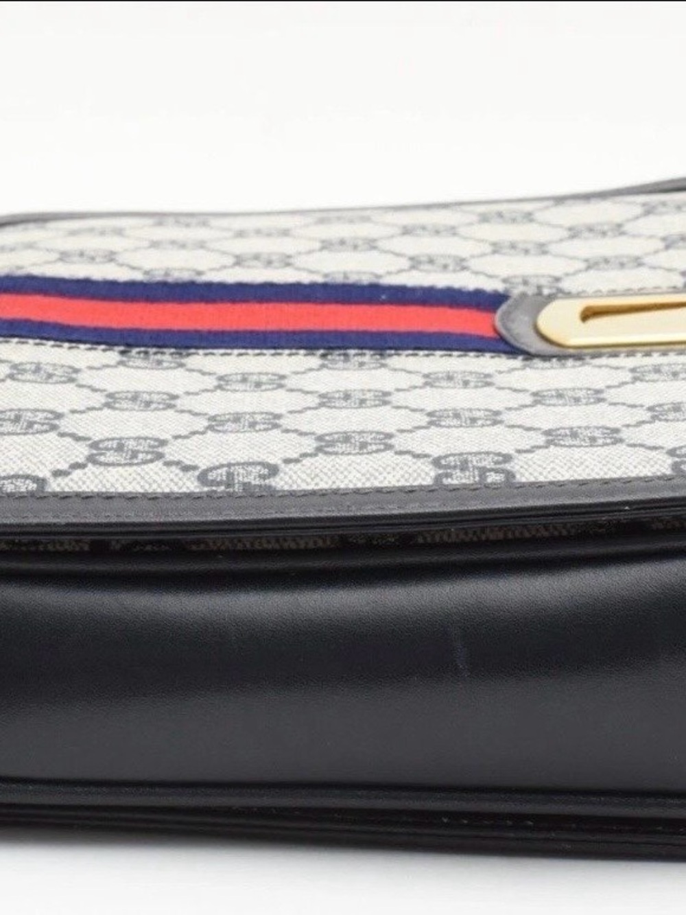 Gucci GG Supreme Canvas Shoulder Bag with Red and Navy Web Stripe Rare Vintage - Picture 8 of 12